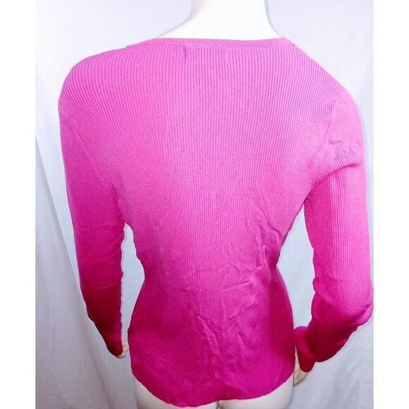 C'est City Knits Stretch Pink Cardigan Sweater - Picture 2 of 6